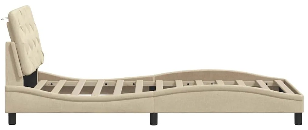 Estrutura de cama com LED sem colchão 90x190 cm tecido creme