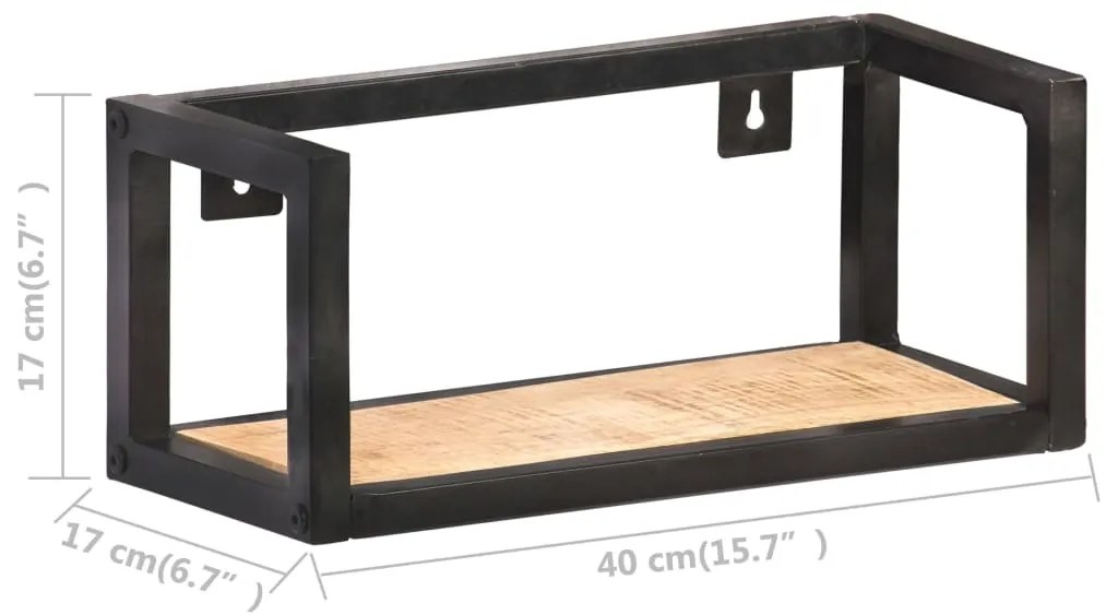 Prateleiras de parede 2 pcs 40 cm madeira de mangueira áspera