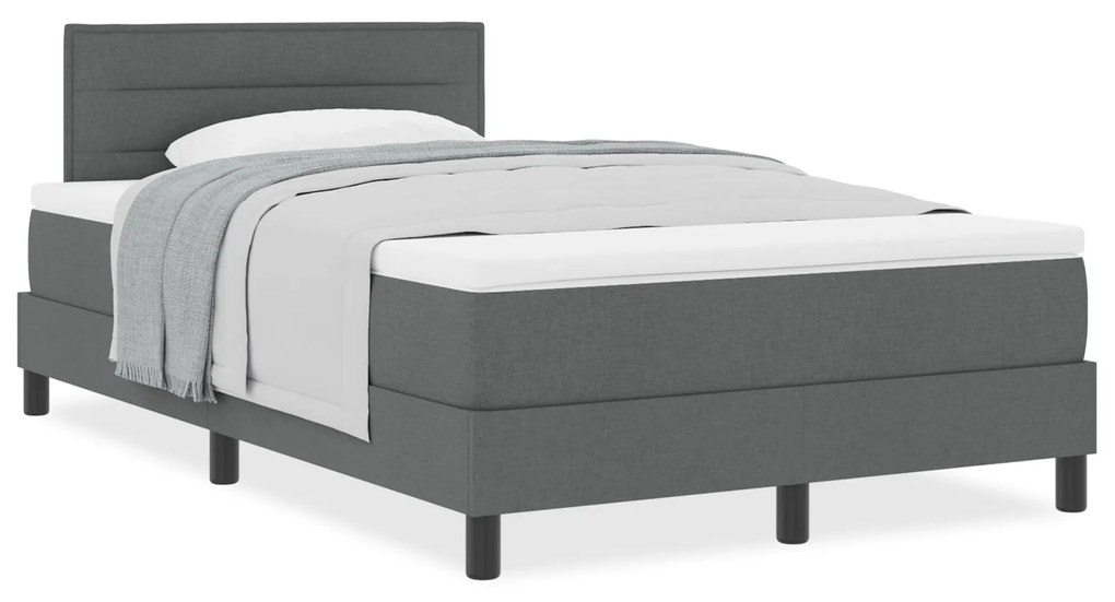 Cama Box com Colchão Cinza Escuro 120x190 cm Tecido