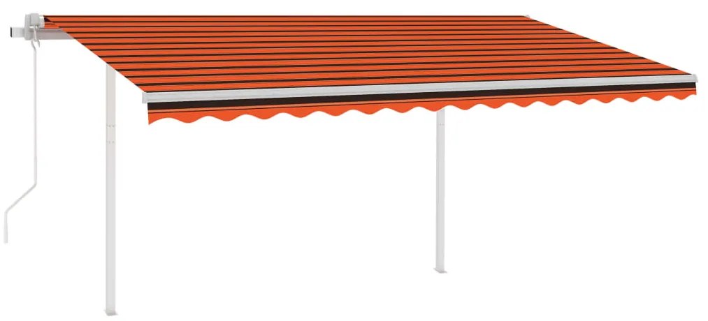 Toldo automático LED e sensor de vento 4x3,5m laranja/ castanho