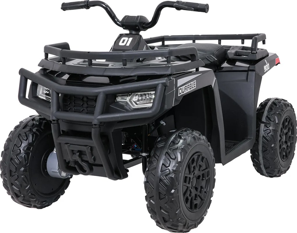 Moto 4 eletrica Crianças ATV WOLF 24V 4x4, 4 motores 200W, Rodas de espuma EVA, Assento Couro ecológico Preta