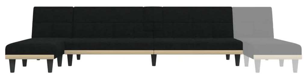 Sofá-cama em forma de L 279x140x70 cm tecido preto