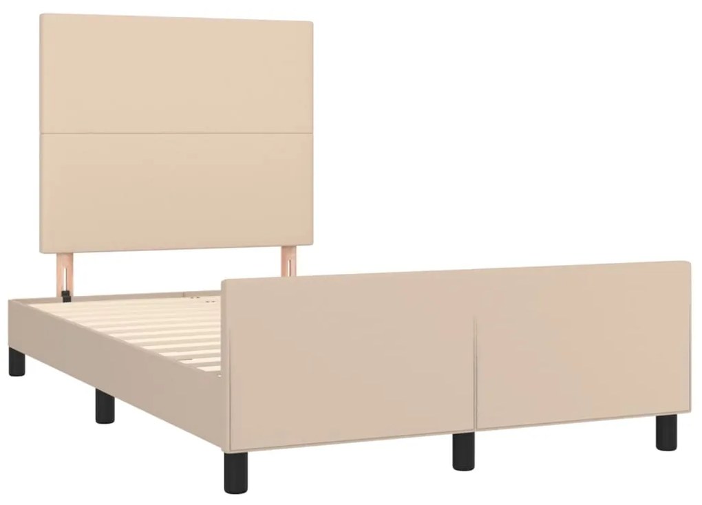 Estrutura de cama sem colchão 120x190cm couro artif. cappuccino