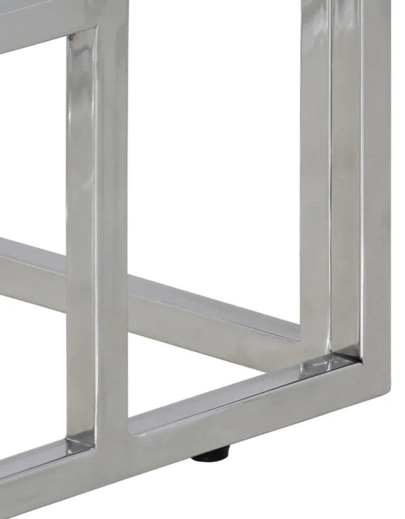 Mesa consola aço inoxidável/madeira recuperada maciça prateado