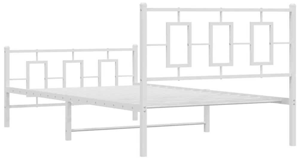 Estrutura de cama com cabeceira e pés 107x203 cm metal branco