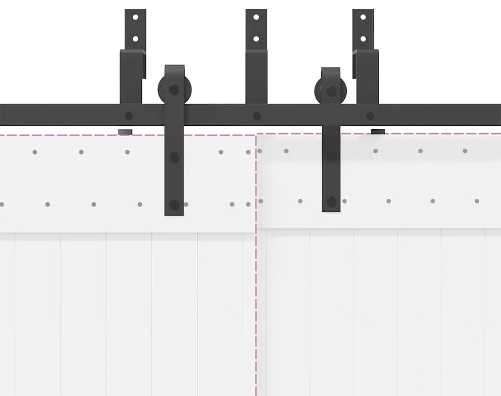 Kit de ferragens para porta deslizante 152,5 cm aço preto
