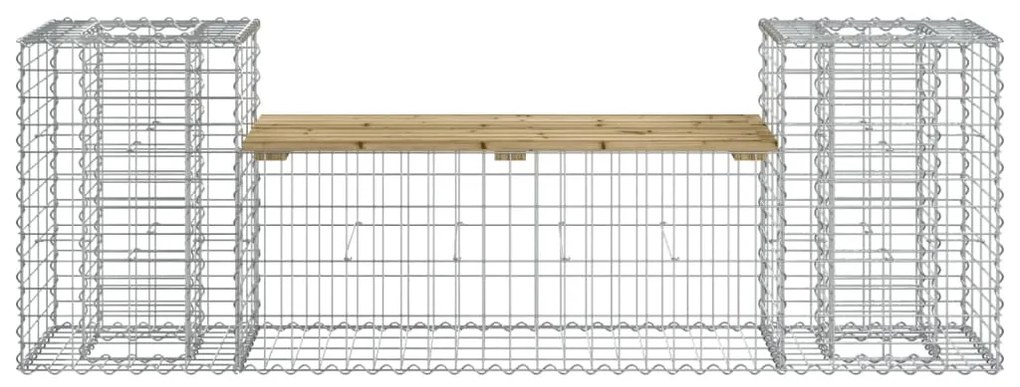Banco de jardim c/ design gabião 183x41x60,5cm pinho impregnado