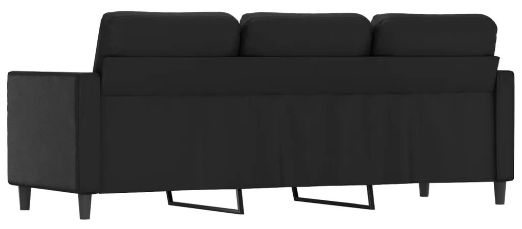 Sofá de 3 lugares 180 cm couro artificial preto