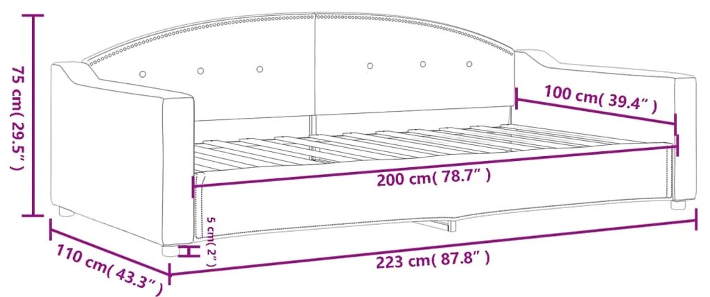 Sofá-cama 100x200 cm tecido preto