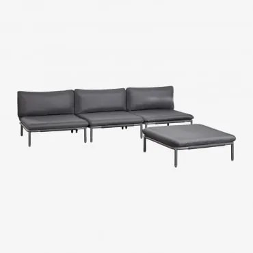 Sofá Modular De Jardim De 3 Peças E Puff Em Aço Roubly Cinza Grafito - Sklum