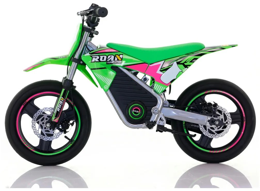 Mini moto elétrica para crianças Minicross 350W Roan MX E350 14/14" Supermotard Verde