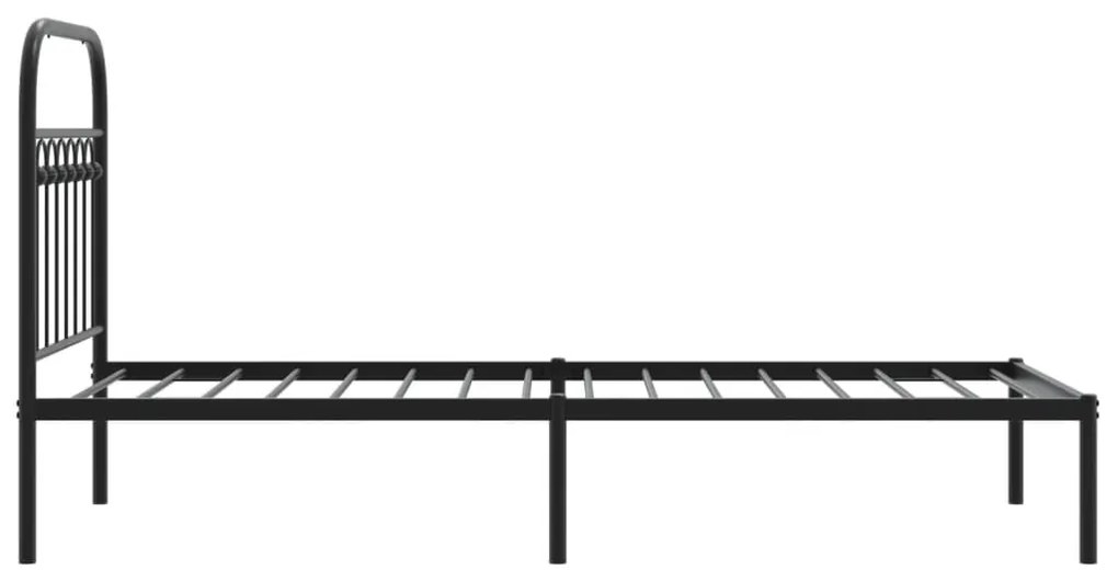 Estrutura de cama metal s/ colchão c/ cabeceira 75x190 cm preto
