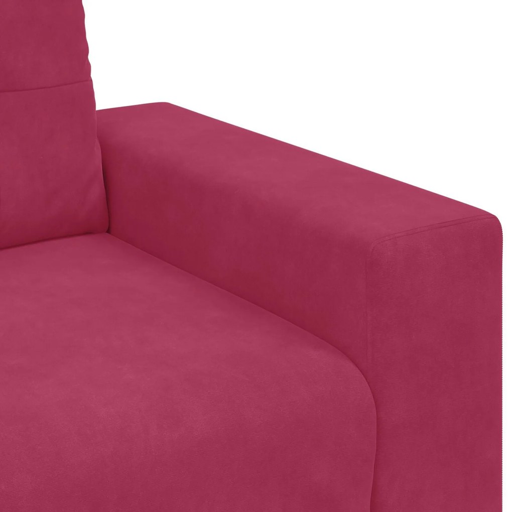 Conjunto de Sofá de 2 Peças com Almofadas Vermelho Vinho