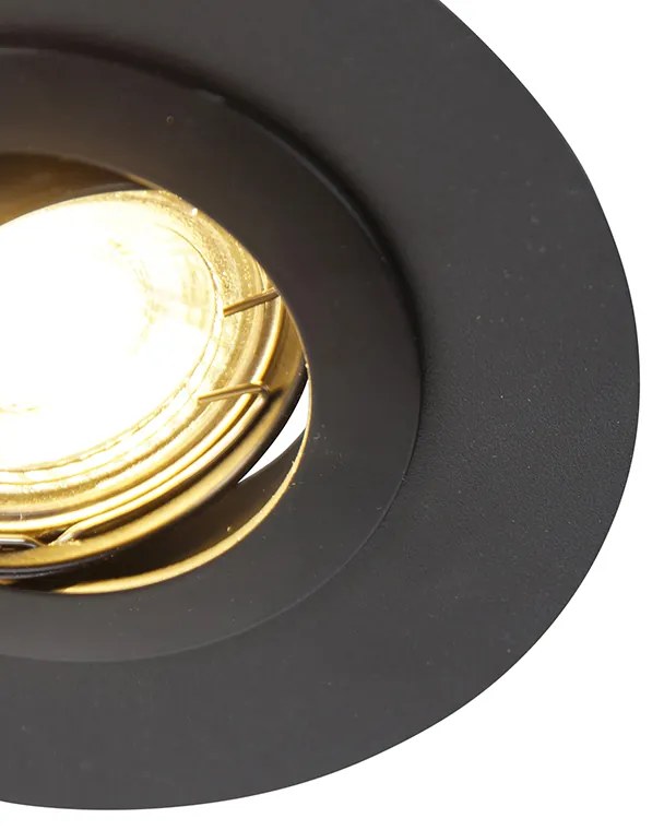Foco embutido redondo preto inclinável com anel de enchimento - Edu