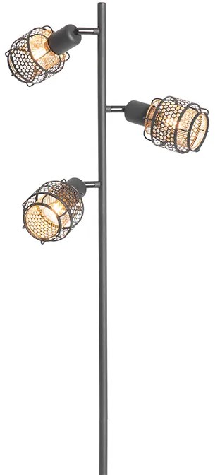 Candeeiro de pé design preto com dourado 3-luzes - Noud Design