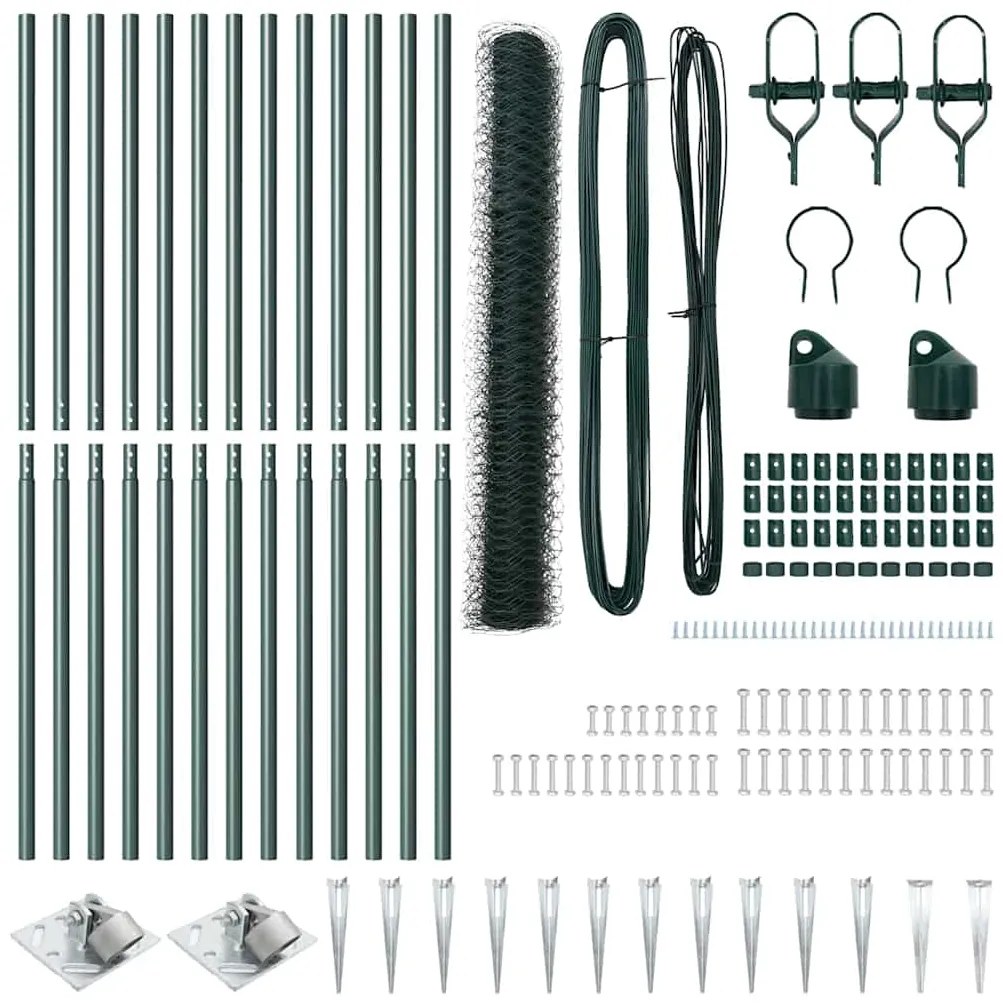 Conjunto de Cercas Conjunto de 2 Verde Aço 25 x 1,2 m Durável