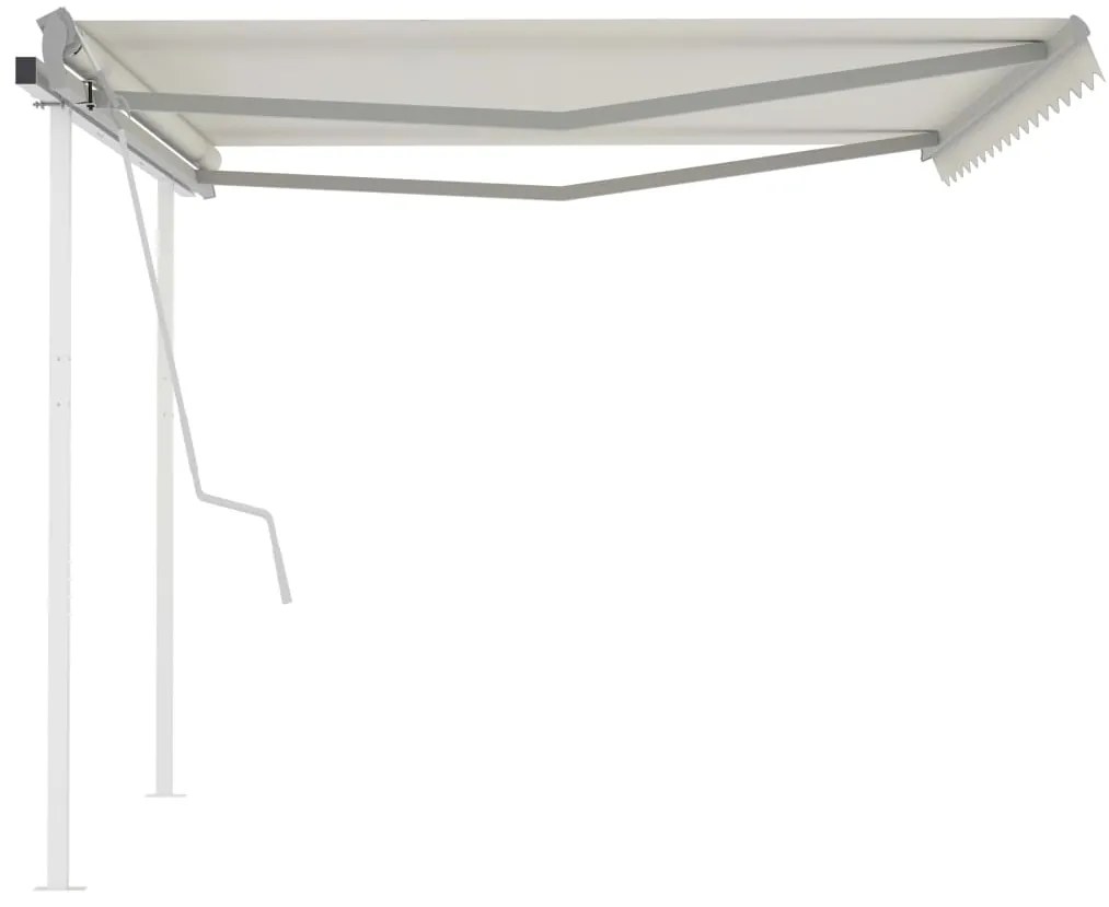 Toldo retrátil manual com postes 4,5x3,5 m cor creme