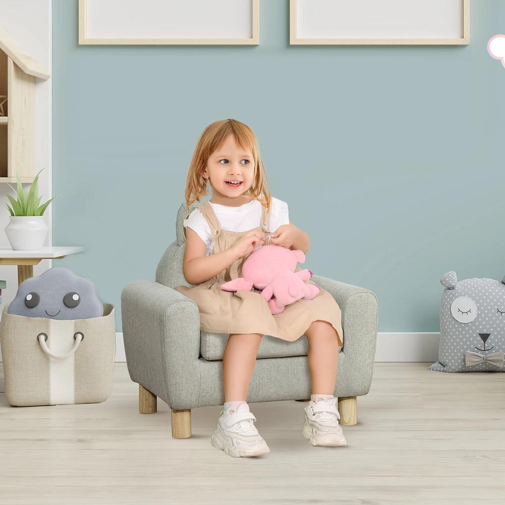 HOMCOM Poltrona Infantil Mini Sofá para Crianças acima de 3 Anos com Assento Acolchoado Apoio para os Braços e Estrutura de Madeira Carga Máxima