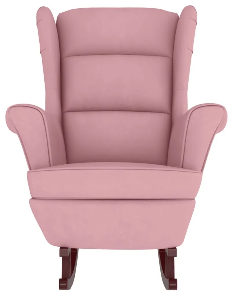 Cadeira de baloiço c/ pernas de metal e banco veludo rosa