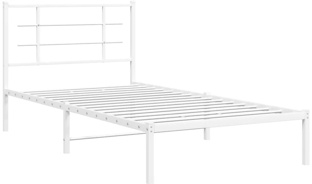 Estrutura de cama com cabeceira 100x200 cm metal branco