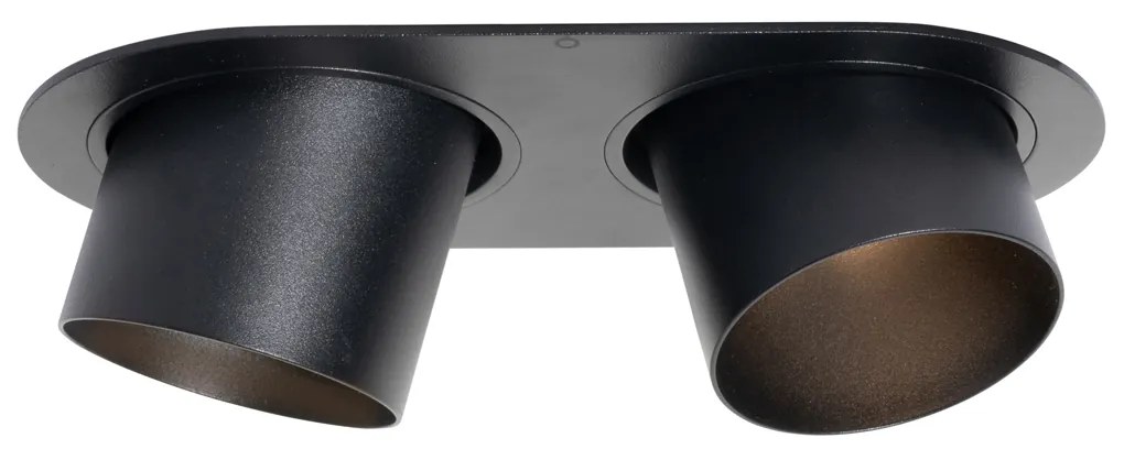 Set van 6 inbouwspots zwart GU10 70mm kantelbaar 2-lichts - Installa Moderno