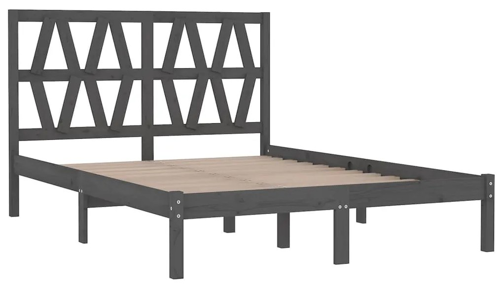 Estrutura de cama 200x200 cm pinho maciço cinzento