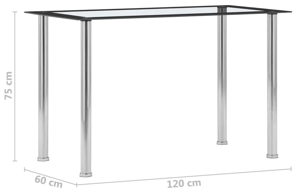 Mesa de jantar 120x60x75cm vidro temperado preto e transparente