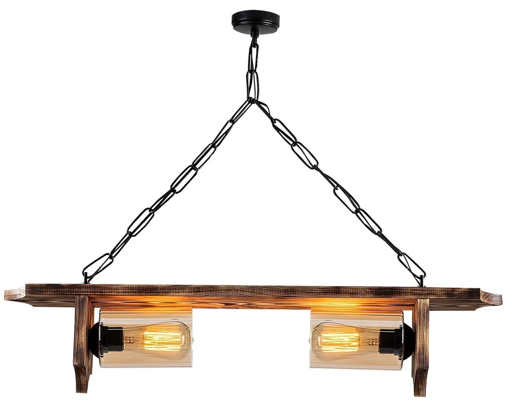 Candeeiro Chandelier Erebos – Preto Madeira – 80 x 11 cm