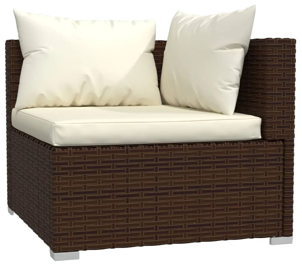 8 pcs conjunto lounge jardim c/ almofadões vime PE castanho