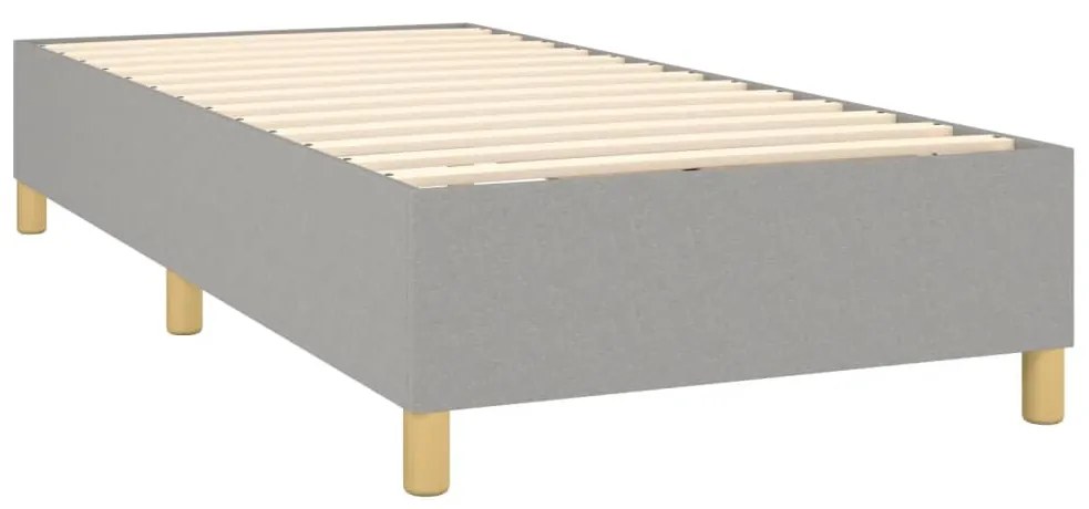 Cama box spring c/ colchão e LED 100x200 cm tecido cinza-claro