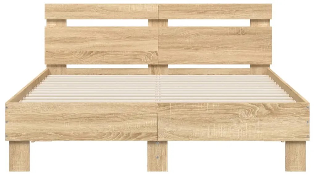 Estrutura cama c/ cabeceira/luzes LED 120x200cm carvalho sonoma