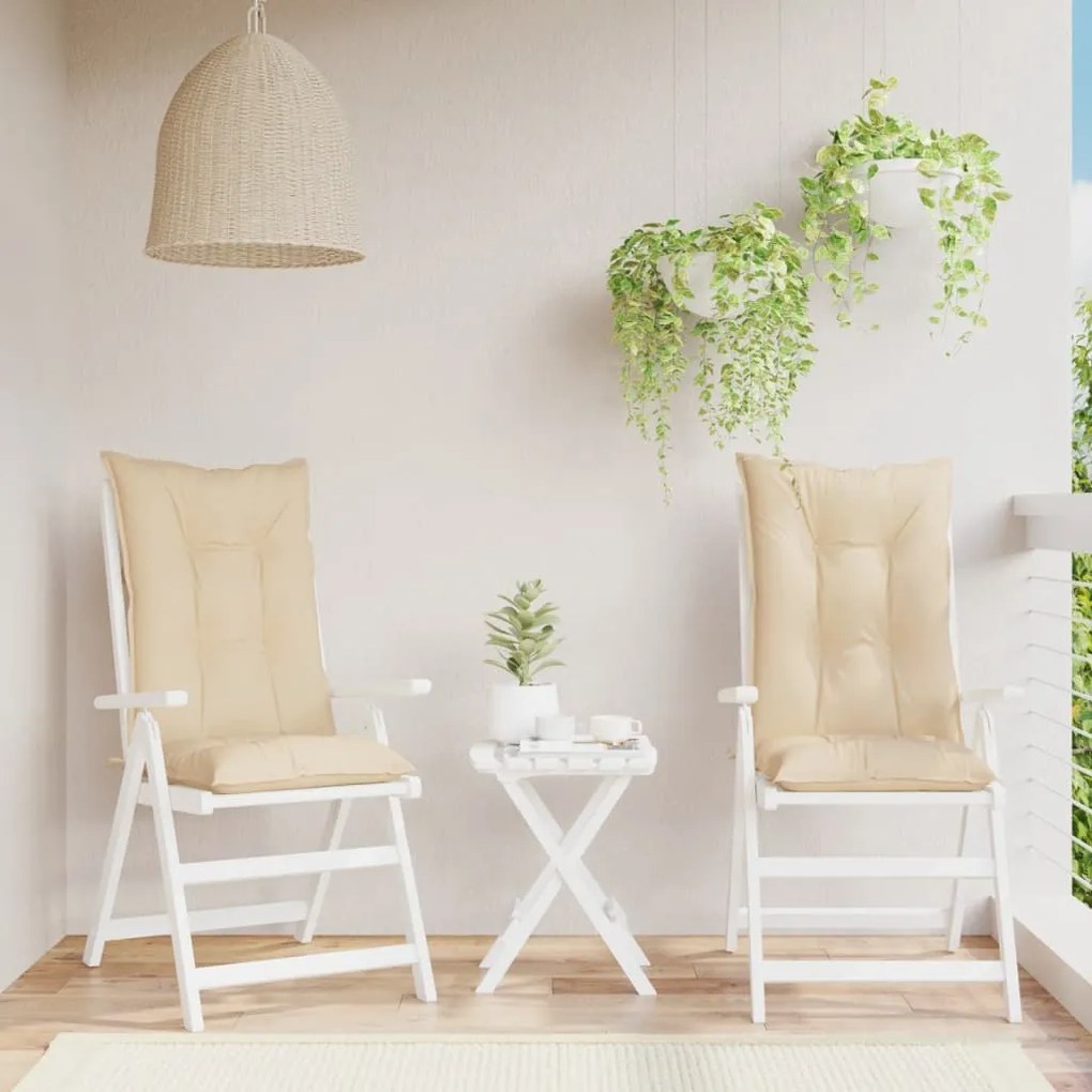 vidaXL Almofadões para cadeiras altas de jardim 2 pcs tecido bege