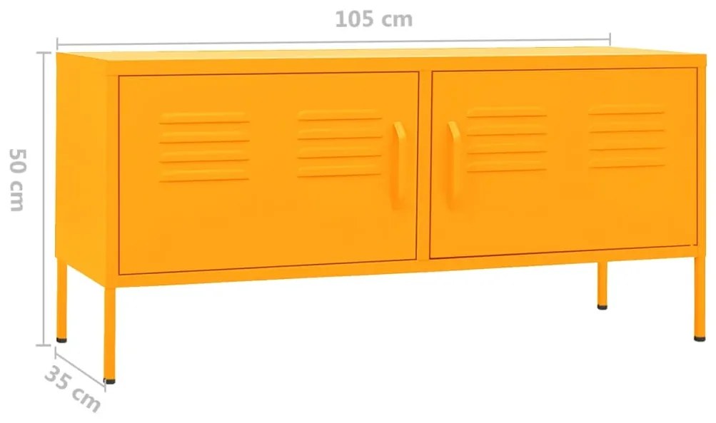 Móvel de TV aço 105x35x50 cm amarelo mostarda