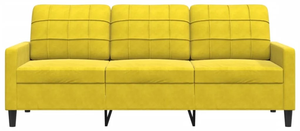 Sofá de 3 lugares 180 cm veludo amarelo