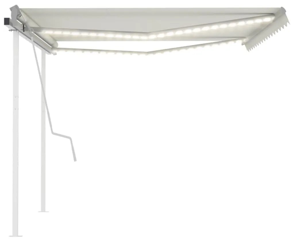 Toldo retrátil manual com luzes LED 4x3 m cor creme