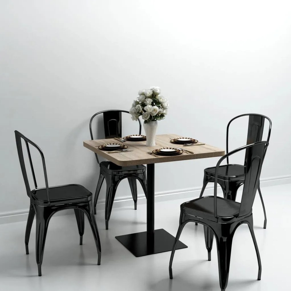 245614 vidaXL Mesa bistrô em MDF e aço quadrada 80x80x75 cm cor de carvalho