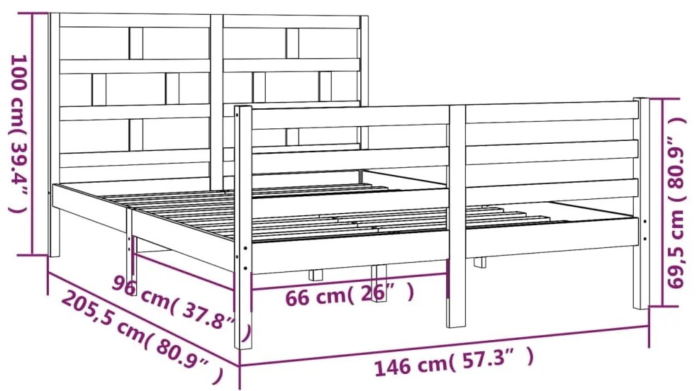 Estrutura de cama 140x200 cm madeira de pinho maciça