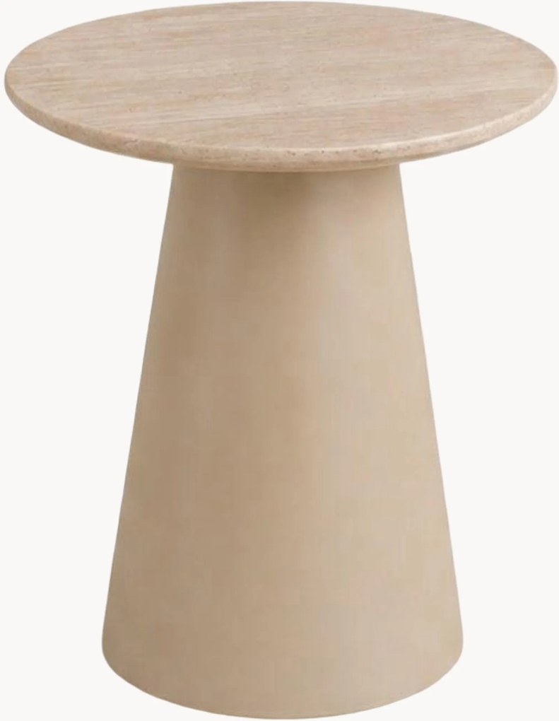 Mesa de centro redonda com efeito travertino Jade