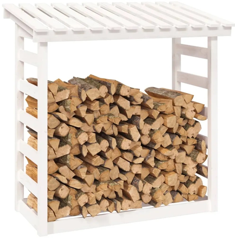 Suporte para lenha 108x64,5x110 cm pinho maciço branco
