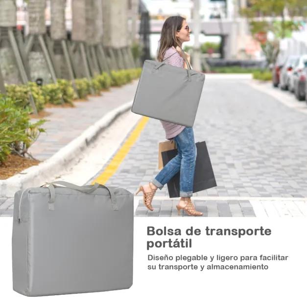 Berço de viagem portátil para crianças com colchão lavável com zíper lateral e bolsa de transporte 89,5 x 56 x 69 cm Cinza claro