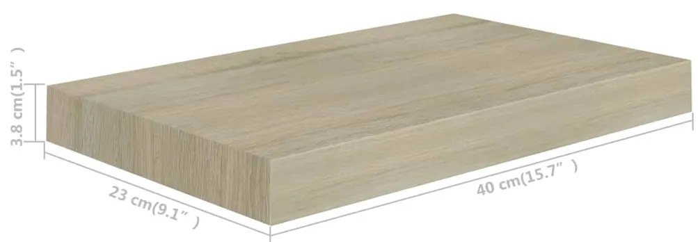 Prateleiras parede suspensas 4 pcs 40x23x3,8cm MDF cor carvalho