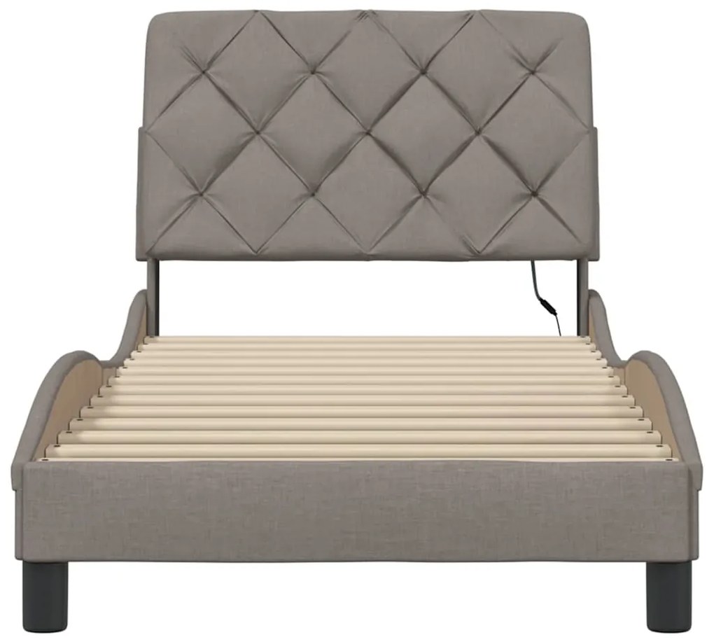 Estrutura de cama com LED sem colchão 90x190 cm tecido