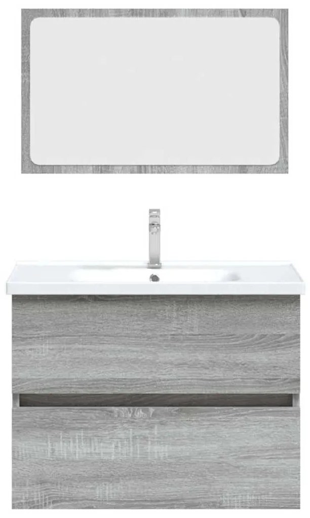 2 pcs conjunto móveis WC derivados de madeira sonoma cinza