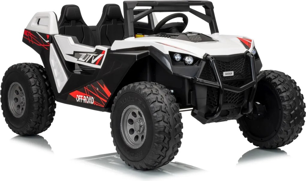 Buggy elétrico para Crianças 24V 2 Lugares RTR Monster Speed ​​4x4, Rodas Espuma EVA, assento couro ecológico Branco