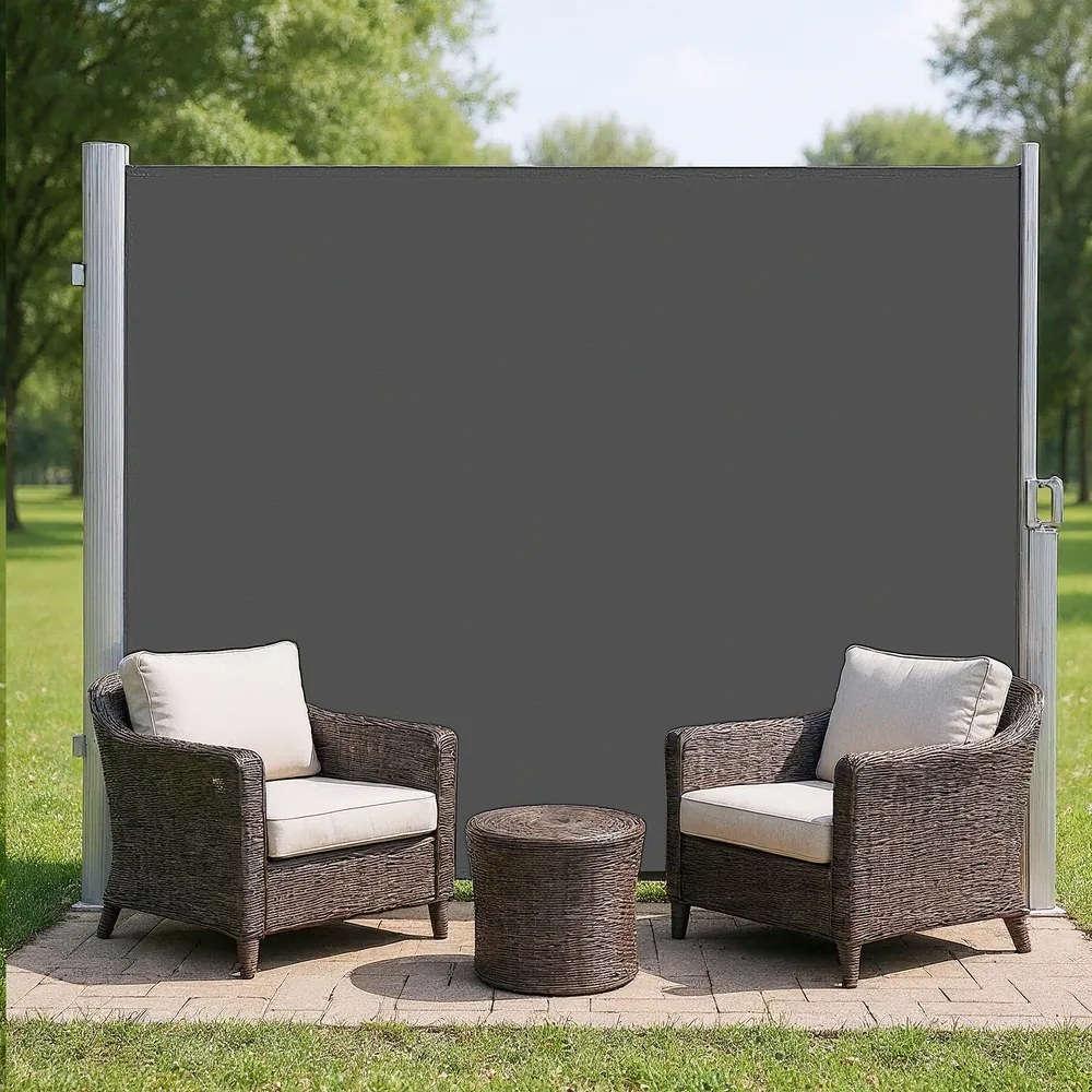 Toldo lateral, cortina lateral extensível 200,1 x 350,1 cm, proteção visual antracite