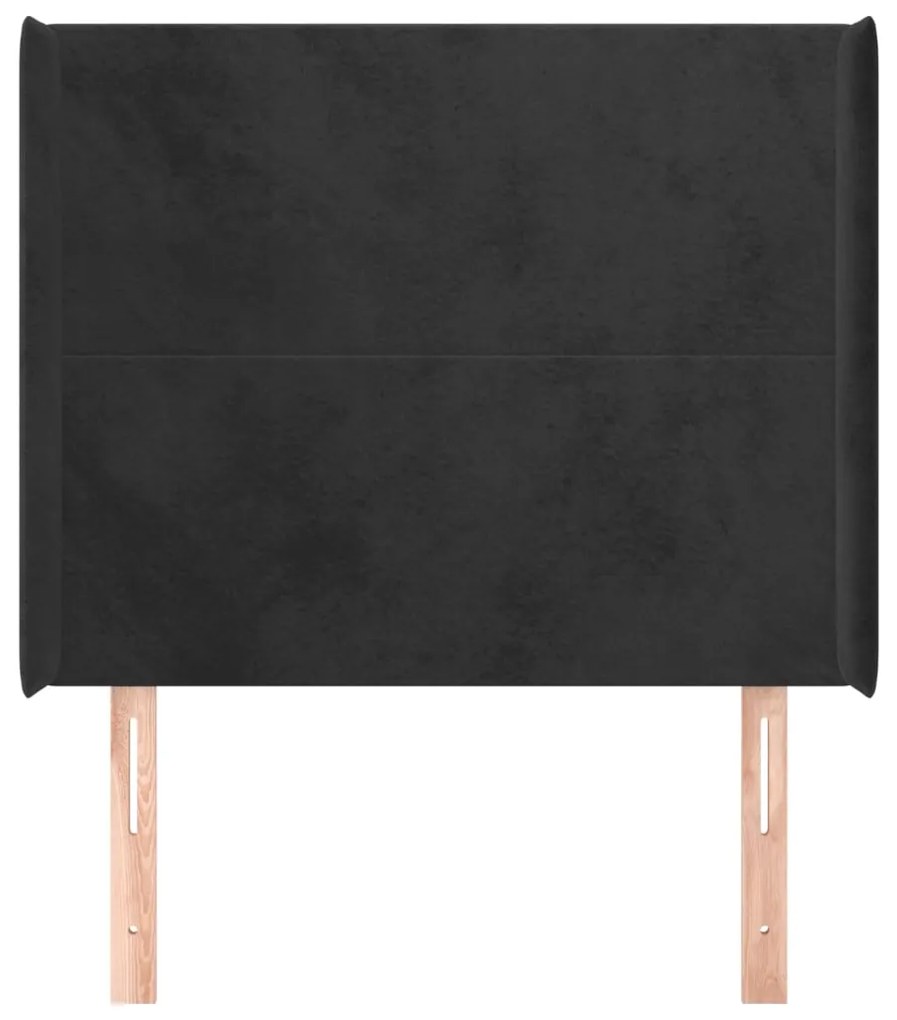Cabeceira de cama c/ abas veludo 83x16x118/128 cm preto