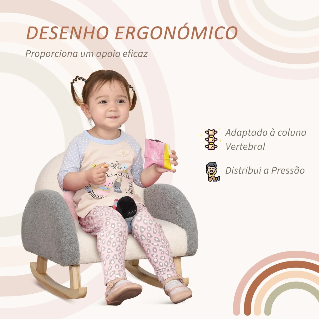 Poltrona Infantil Mini Sofá para Crianças acima de 3 Anos com Assento Acolchoado Apoio para os Braços e Estrutura de Madeira Carga Máxima 45kg 50x45x50cm Cinza