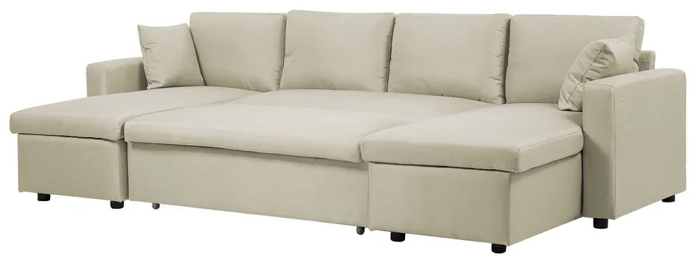 Sofá-cama de 5 lugares com arrumação em tecido creme SOMMEN Beliani