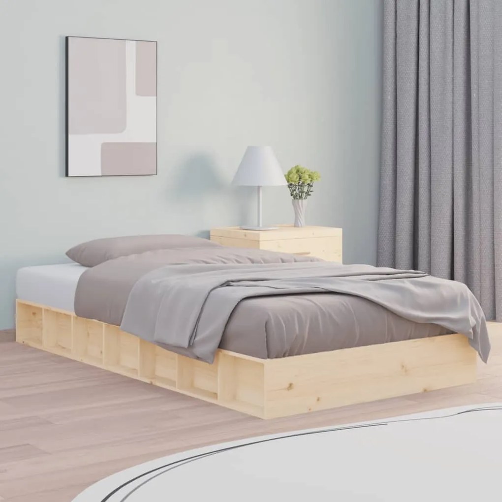 Estrutura de cama pequena casal 120x190 cm pinho maciço