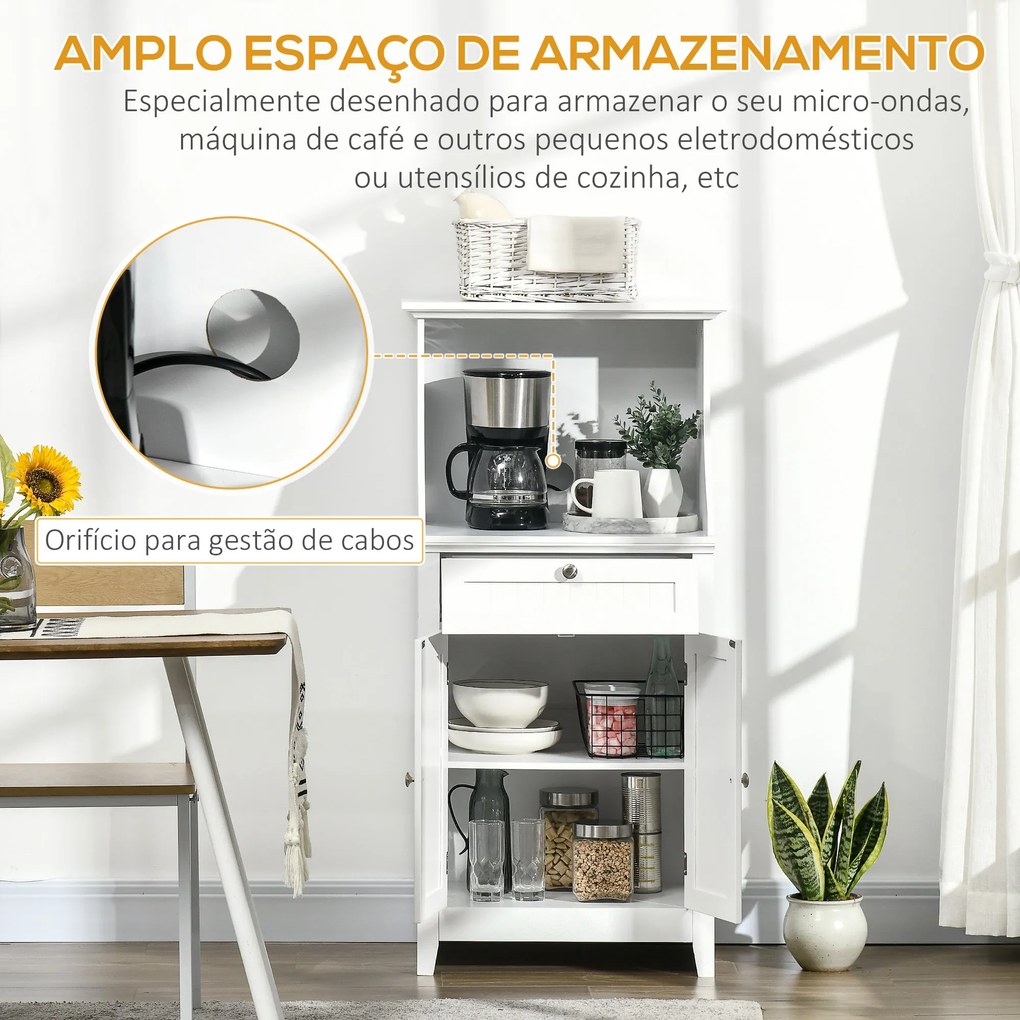 Aparador de Cozinha Kitch - Com Gaveta e Armário para Micro-ondas – 60